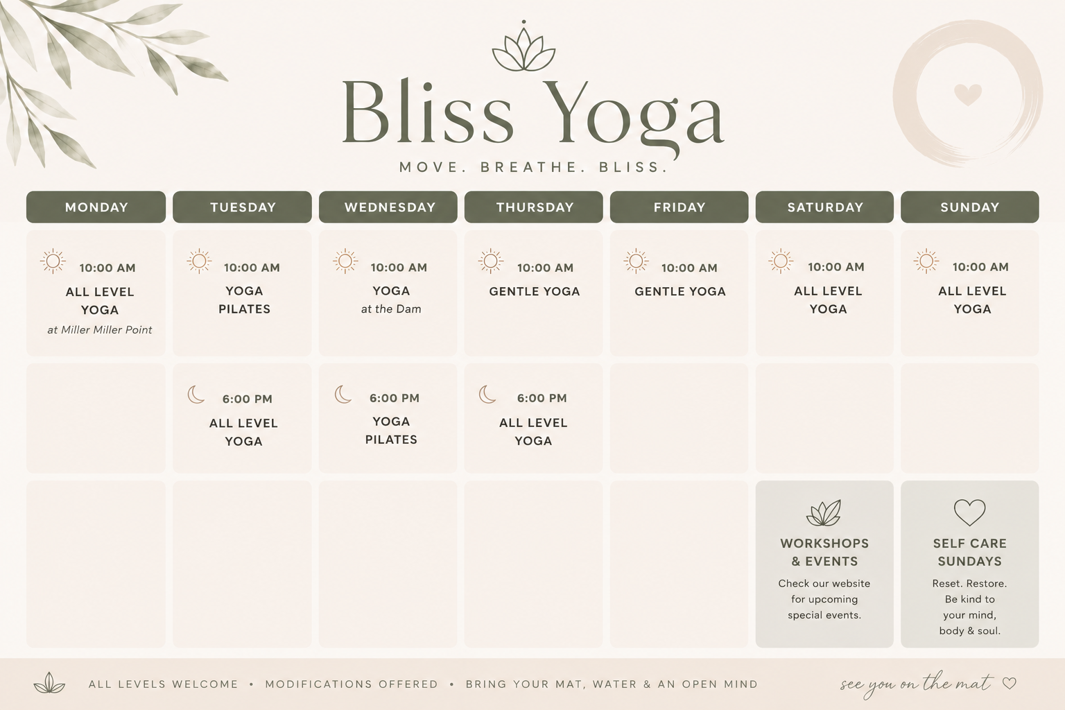 weekly schedule